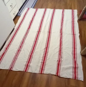 Moutet Tissage Tablecloth Made In France. Cotton Blend 68"x89" White Red Striped - Picture 1 of 6