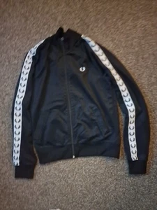 Fred Perry Track Jacket Top Womens Black Size 8 Full Zip Mod Ska - Picture 1 of 6