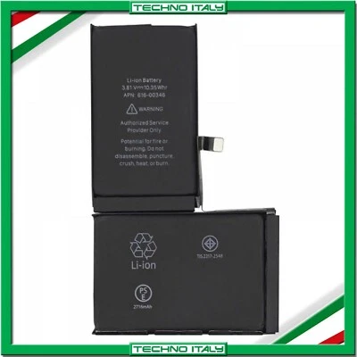BATTERIA PER APPLE IPHONE X RICAMBIO PARI ALL'ORIGINALE 2716 mAh