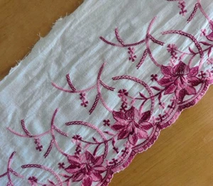 3 iarde 7" larghezza bianco vintage tessuto cotone pizzo con fiore rosso viola b0440 - Foto 1 di 2