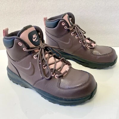 Nike Manoa Violet Ore/Grey/Pink Leather Girl's Boots Size US 6Y Hiking Winter - Image 1 of 4
