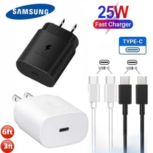 NEW Samsung Galaxy 25 Watts USB-C Super Fast Charging Wall Charger & Cable - Picture 1 of 14