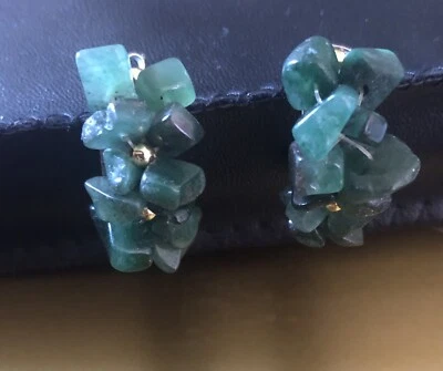 Pendiente verde JADE CHIP hecho a mano HERMOSO Foto 1 de 4