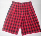 Vintage Gap High Waist Women Bermuda Shorts Red Black Plaid 9/10 Cotton