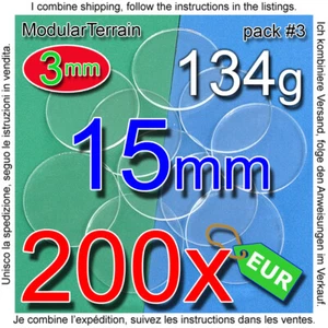 200x 15mm ROUND BASE 3mm CLEAR ACRYLIC DISC CIRCULAR METACRILATO SOCLE ROND - Imagen 1 de 3
