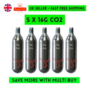 THREADED 16g CO2 Cartridges x5 Inflator Bike Cycle Tyre Pump Gas Canisters - Picture 1 of 5