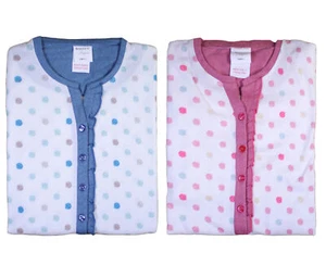 Ladies Polka Dot PJs Set Womens Long Sleeved Spotty Top Plain Bottoms Pyjamas - Picture 1 of 27