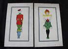 TWO ANTIQUE MATTED ART PRINTS OF WOMEN IN COSTUME ~ JUDGE COMPANY 1908