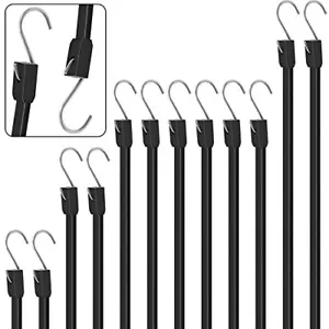 Rubber Bungee Cords with Hooks - Heavy Duty Max Stretch 1.8X & Over 180 LBS Load - Picture 1 of 7