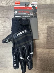 Franklin Football Gloves Mens Size L Ultra Grip Stick Receiver Hi Tack Black  - Picture 1 of 3