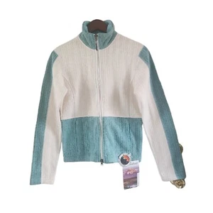 Cloudveil Full Zip Textured Sweater Jacket Cream Teal Womens Size Small NEW NWT - Picture 1 of 7