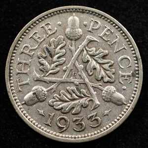 Great Britain 3 Pence 1933, Coin, Silver, Inv#F062 - Picture 1 of 2