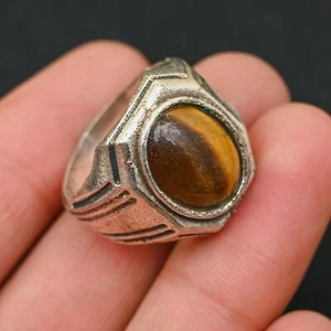 Tiger's Eye Men's Ring 925 Sterling Silver Handmade-Statement All Size-BJ110 - Picture 1 of 4