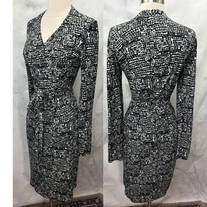 Vestido Diane Von Furstenberg Envolvente Seda Y2K Negro S Geométrico Retro Estilo Años 70 - Imagen 1 de 20