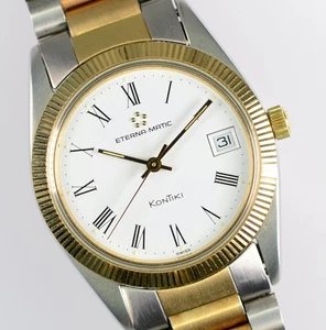 Eterna Uhr Eternamatic Kontiki 1519 Bicolor 35mm Unisex NOS - Picture 1 of 11
