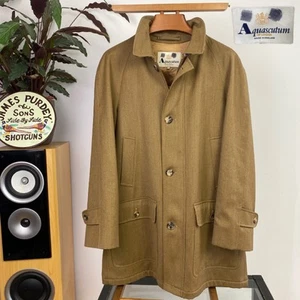 AQUASCUTUM (S/M) Men’s Whipcord Wool Fawn Raglan Field Coat Jacket Balmacaan - Picture 1 of 22