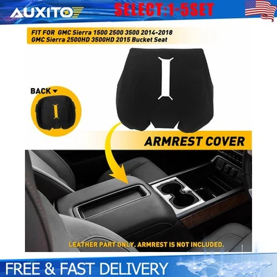Fit GMC Sierra 3500HD Bucket Seat Console Lid Armrest Leather Cover Black 1-5X — 第 1/4 张图片