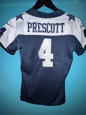 NFL Dak Prescott Dallas Cowboys Nike Blanco Azul Jersey Mujer Pequeño Cosido Logo Foto 1 de 4