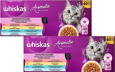 2 x Mega Pack Whiskas Aromatic Selection (€ 6,42 kg) Gemischte Auswahl 80 x 85 g - Bild 1 von 3