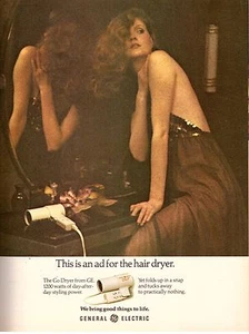 1980 General Electric GE Hair Dryer Sexy Brunette Vintage Print Ad 1980s - Bild 1 von 1