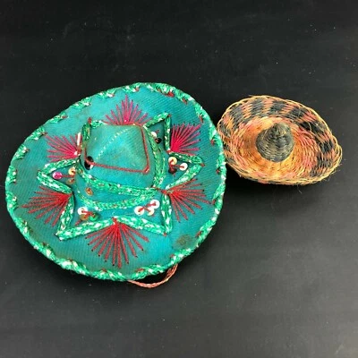 Lote MINI SOMBRERO Mexicano Sombrero Tradicional Adorno Gorra Hecho a Mano Bordado 6+3" Foto 1 de 4