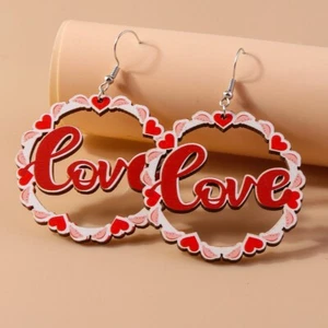 Pendientes de San Valentín - Pendientes de 2,79"" x 1,92"" "LOVE"" ER2030 - Imagen 1 de 1