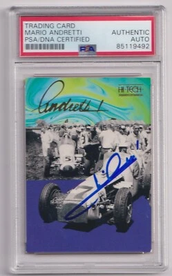 MARIO ANDRETTI 1992 Hi-Tech #11 Signed AUTO Card PSA DNA Certified F1 Racing - Image 1 of 2