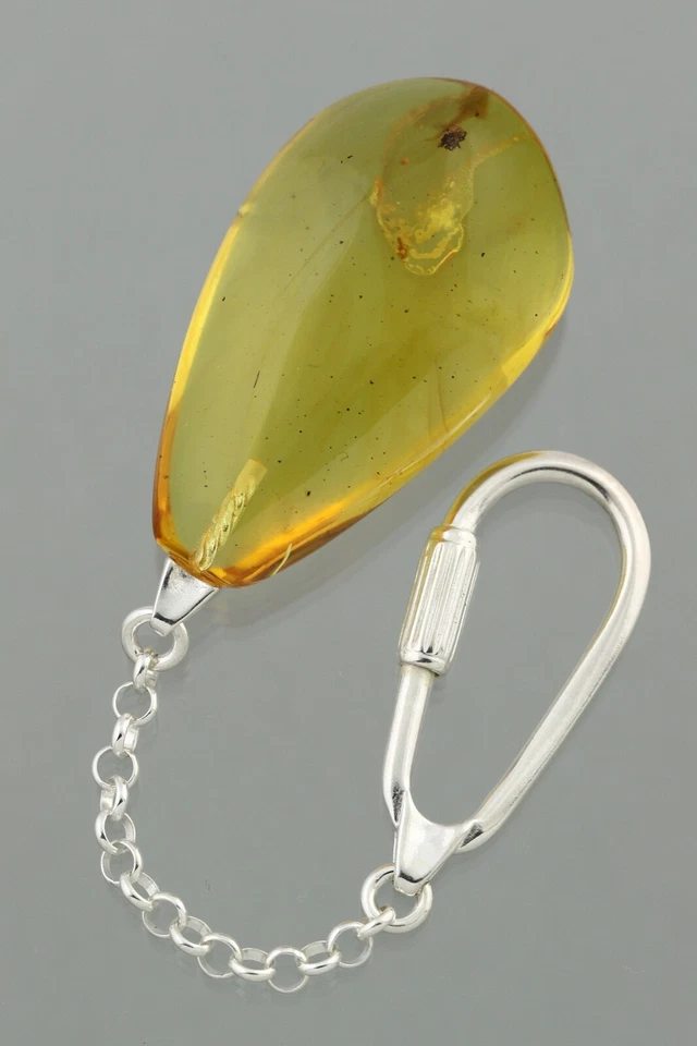 Fossil SPIDER Genuine BALTIC AMBER Drop Silver KEYRING KEYCHAIN 11.6g 211103-2 - Image 1 of 4