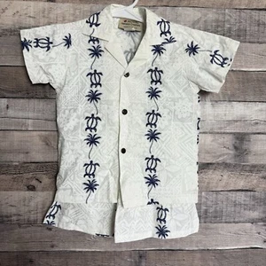 Royal Hawaiian Creations Traditional Shirt & Shorts Set Boys Youth Size 4 White - Picture 1 of 10