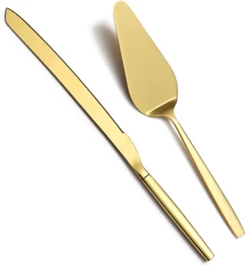  Gold Cake Pie Pastry Servers,Stainless Steel Serving Set,Cake Knife Server Set  - Picture 1 of 8