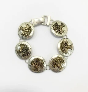 Silver Round Shape Plated Tree of Life Design Bracelet - Picture 1 of 2
