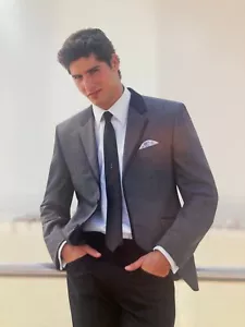 Joseph Abboud Charcoal Grey 44R Jacket with Black Trim Lapel Modern Fit Wedding - Picture 1 of 9