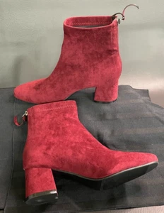 C.Paravano Womens Faux Suede Leather Ankle Boots Maroon Red Booties sz 8.5 NIB - Picture 1 of 5