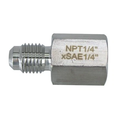 1/4" Female NPT to 1/4" Male SAE Fitting Adapter Stainless Steel 304 - Image 1 of 3