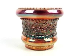 St. Clair Marigold Toothpick Holder Beaded Holly Leaf Vintage Glass - Picture 1 of 5