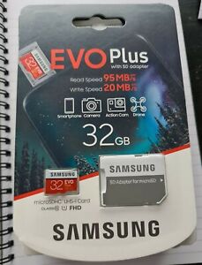 Genuine Samsung Evo Plus 32GB microSD UHS-I SDHC Class 10 memory card + Adapter