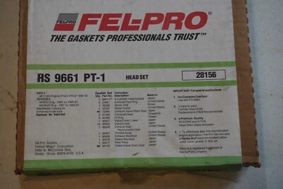 Fel-Pro HS9661 PT-1  Head Gasket Set For 1990-92 1.6L Geo Prizm Toyota Corolla - Image 1 of 3