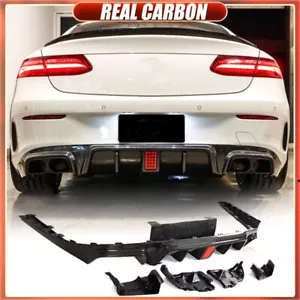 For Benz C238 E300 E400 Sport REAL CARBON Rear Bumper Diffuser Lip W/Exhaust Tip - Foto 1 di 16