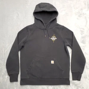 Carhartt Hoodie Boys M 8/10 Black Relaxed Hooded Sweatshirt Workwear Farm Ranch - Picture 1 of 11