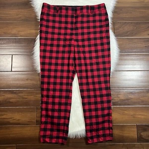 Talbots Women's Size 16 Red Black Buffalo Plaid Hampshire Ankle Pants - Picture 1 of 8