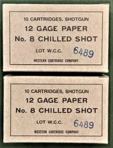 WESTERN 12 GAGE #8 CHILLED SHOT WWII NEW REPLICA 10 ROUND AMMO BOXES - Picture 1 of 10