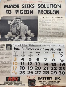 Advertising Calendar Auto 1971 Offbeat Observer ABC Battery Pin Up Humor MI Vtg - Picture 1 of 20
