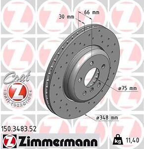 2x ZIMMERMANN 150.3483.52 BRAKE DISC FRONT AXLE FOR BMW
