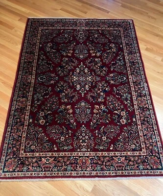 Alfombra de lana 6 pies 1 pulgada X 4 pies 3 pulgadas Karastan 785 Red Sarouk Runner - Flecos removidos Foto 1 de 4