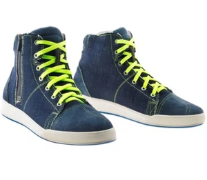 SCARPE STIVALI MOTO GAERNE VOYAGER DENIM BLU GIALLO FLUO TG 42 - Picture 1 of 1