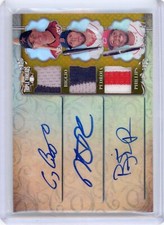 2013 Topps Triple Threads Biggio-Pedroia-Phillips Triple RELIC/AUTO Card 4/9