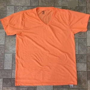 ORANGE V Neck TEE- shirt LARGE - Picture 1 of 3