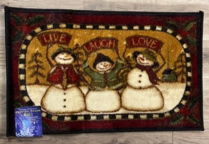 DoorMat Rug Snowman Christmas LIVE LAUGH LOVE NonSlip Winter Holiday Welcome Mat - Picture 1 of 6