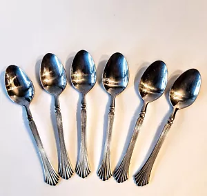 Rogers by Stanley Roberts Stainless Steel Flatware Drama Pattern 6 Dinner Tsps. - Picture 1 of 4