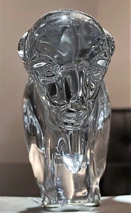SCULTURA STATUINA BISONTE CRISTALLO TRASPARENTE FRANCESE BACCARAT VINTAGE 8" - COME NUOVA - - Foto 1 di 8
